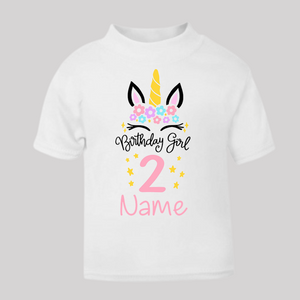 Personalised Children's Girl's Birthday T-Shirt. (Various Colours Available)