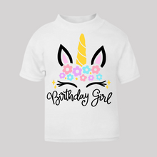 Load image into Gallery viewer, Birthday Girl Unicorn T-Shirt. (Various Colours Available)
