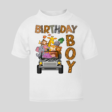 Load image into Gallery viewer, Safari Animals Birthday Boy T-Shirt. (Various Colours Available)
