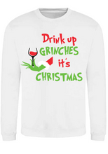 Load image into Gallery viewer, Adults Drink Up Grinches Christmas Jumper.
