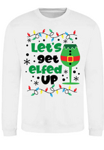 Load image into Gallery viewer, Adults Lets Get Elfed Up Christmas Jumper
