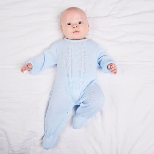 Blue Cable Knitted Onesie