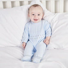 Load image into Gallery viewer, Boys Blue Zig Zag Onesie and Hat Set
