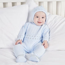 Load image into Gallery viewer, Boys Blue Zig Zag Onesie and Hat Set
