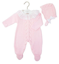 Load image into Gallery viewer, Ruffle Collar Girls Onesie and Bonnet 2 piece set
