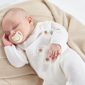 White Pique Collar Jumper & Dungaree Baby Set