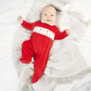 Baby Little Reindeers Christmas Velour Sleepsuit