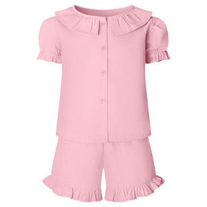 Personalised Children's Embroidered Frill Short Set.