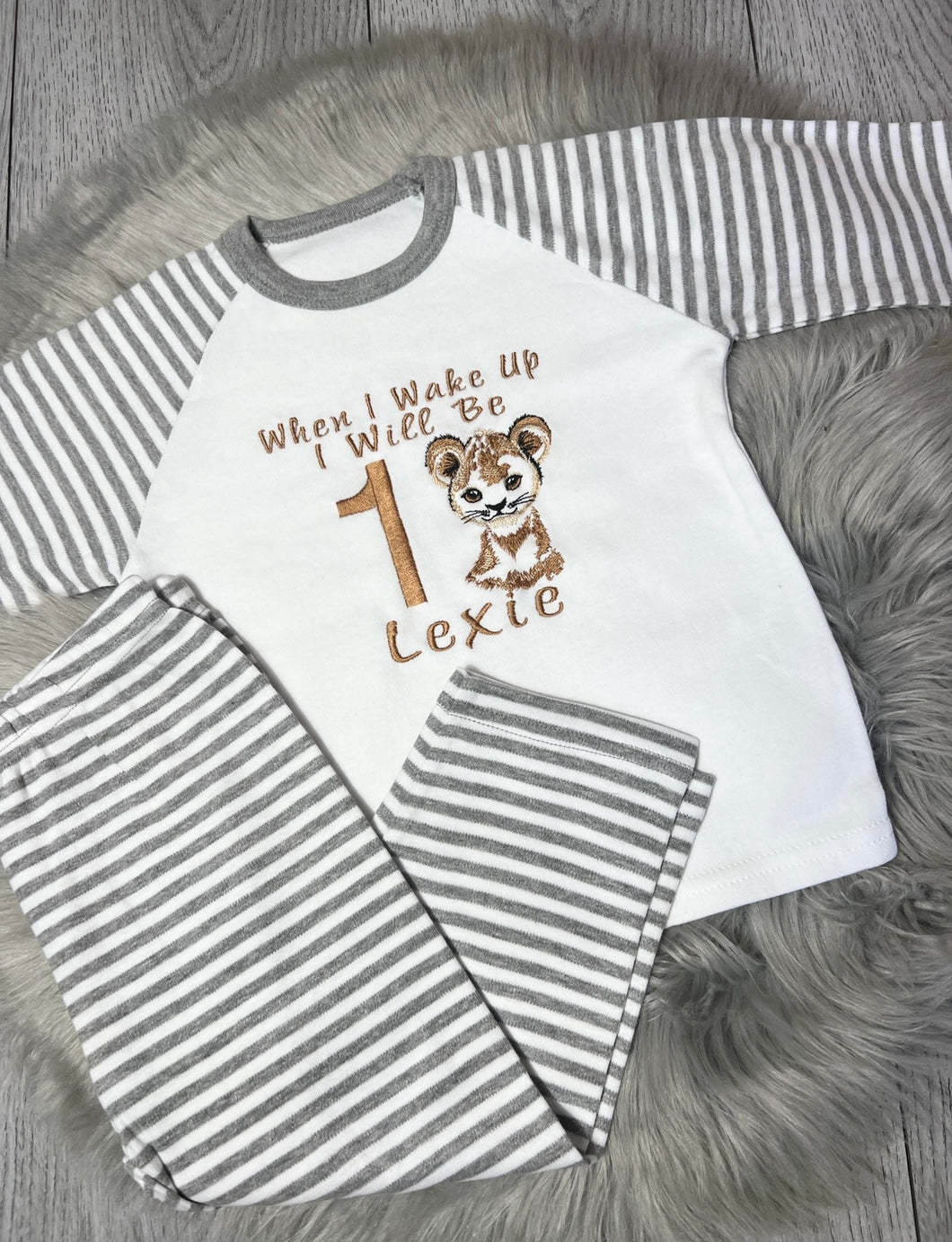 Personalised Children's Embroidered Cub Birthday Pyjama's