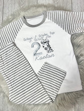 Load image into Gallery viewer, Personalised Children&#39;s Embroidered Zebra Birthday Pyjama&#39;s
