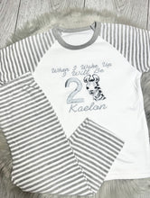 Load image into Gallery viewer, Personalised Children&#39;s Embroidered Zebra Birthday Pyjama&#39;s
