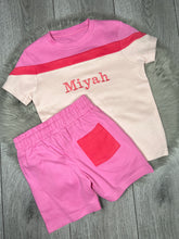 Load image into Gallery viewer, Personalised Children&#39;s Block Short Set In Pink Paradise
