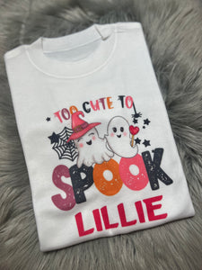 Personalised Children's Vibrant Too Cute To Spook T-Shirt