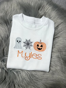 Personalised Embroidered Halloween Pumpkin Tee