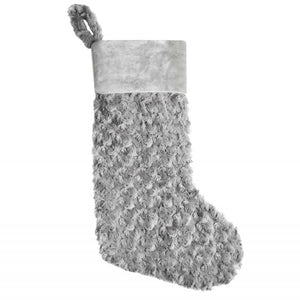 Personalised Embroidered Grey Luxury Christmas Stocking.