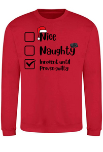 Adults Naughty Or Nice List Christmas Jumper.