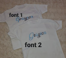 Load image into Gallery viewer, Personalised Children&#39;s Embroidered T-Shirt.
