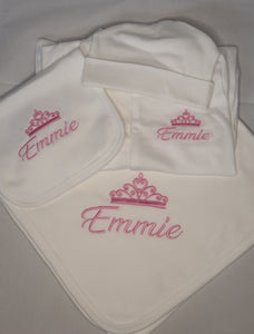 Personalised Embroidered Crown Baby Bundle