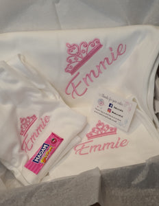 Personalised Embroidered Crown Baby Bundle