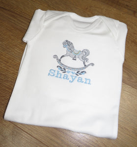 Personalised Embroidered Rocking Horse Baby Bundle