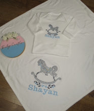 Load image into Gallery viewer, Personalised Embroidered Rocking Horse Baby Bundle
