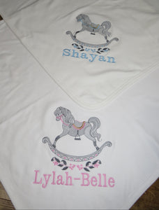 Personalised Embroidered Rocking Horse Baby Bundle