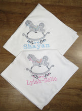 Load image into Gallery viewer, Personalised Embroidered Rocking Horse Baby Blanket
