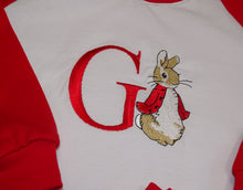 Load image into Gallery viewer, Personalised Embroidered Christmas Rabbit Raglan Pyjamas
