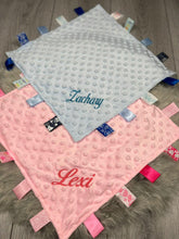 Load image into Gallery viewer, Personalised Baby Taggie Comforter. Pink/Blue
