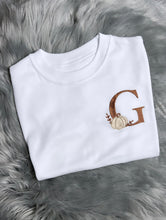 Load image into Gallery viewer, Personalised Embroidered Pumpkin Initial Tee
