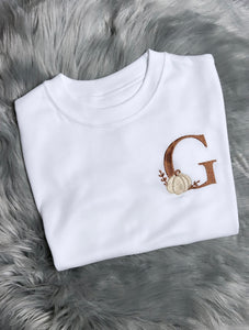 Personalised Embroidered Pumpkin Initial Tee