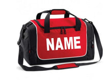 Load image into Gallery viewer, Personalised Children&#39;s Holdall Bag. babycrafts5 Red &amp; Black 
