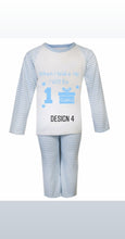 Load image into Gallery viewer, Personalised Children&#39;s Birthday Blue Stripe Pyjama&#39;s. ( Various Designs) - BabyCraftsUK
