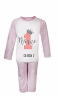 Load image into Gallery viewer, Personalised children&#39;s pink cloud birthday pyjamas. - BabyCraftsUK
