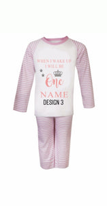 Personalised Children's Birthday Pink Stripe Pyjama's. ( Various Designs) - BabyCraftsUK