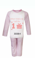 Load image into Gallery viewer, Personalised Children&#39;s Birthday Pink Stripe Pyjama&#39;s. ( Various Designs) - BabyCraftsUK
