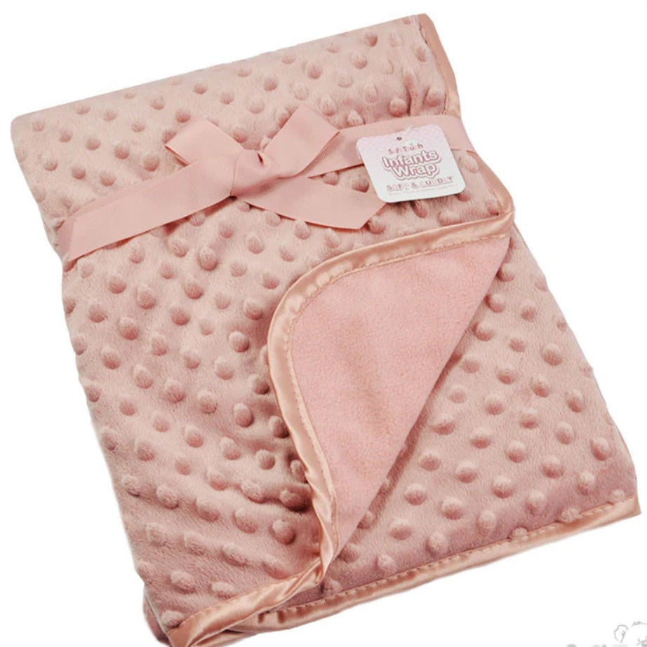 Perosnalised Children's Embroidered Bubble Blanket. Rose Gold.