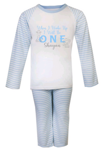 Personalised Children's Blue Safari Animal Birthday Pyjama's