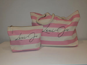 Personalised stripe accessory bag/makeup bag