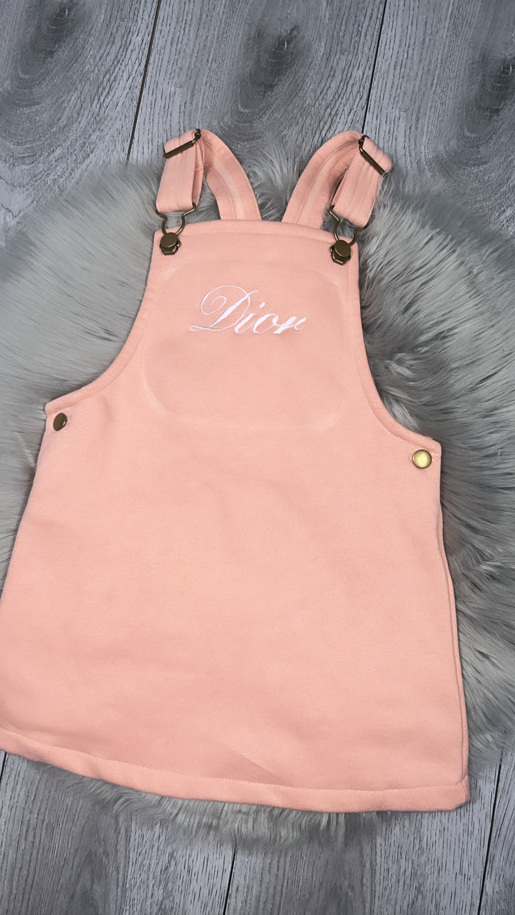 Perosnalised Children's Embroidered Dungaree Dress. Pink