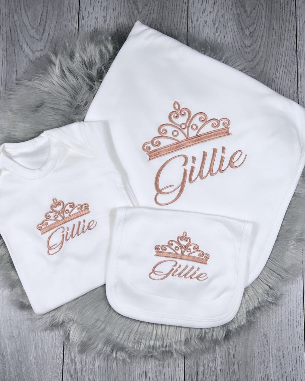 Personalised Embroidered Crown Baby Bundle