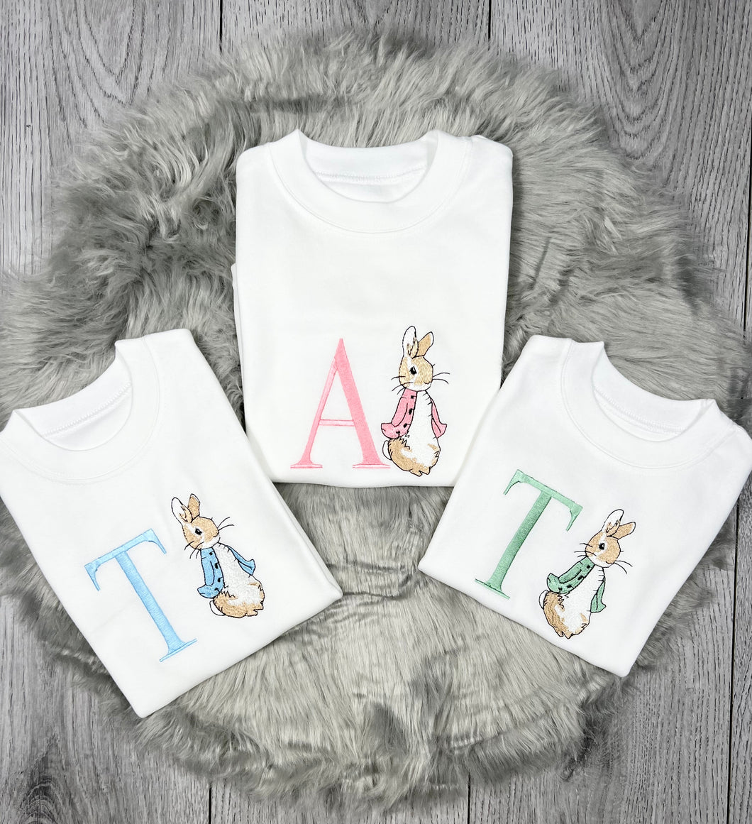 Personalised Children's Embroidered Rabbit T-shirt