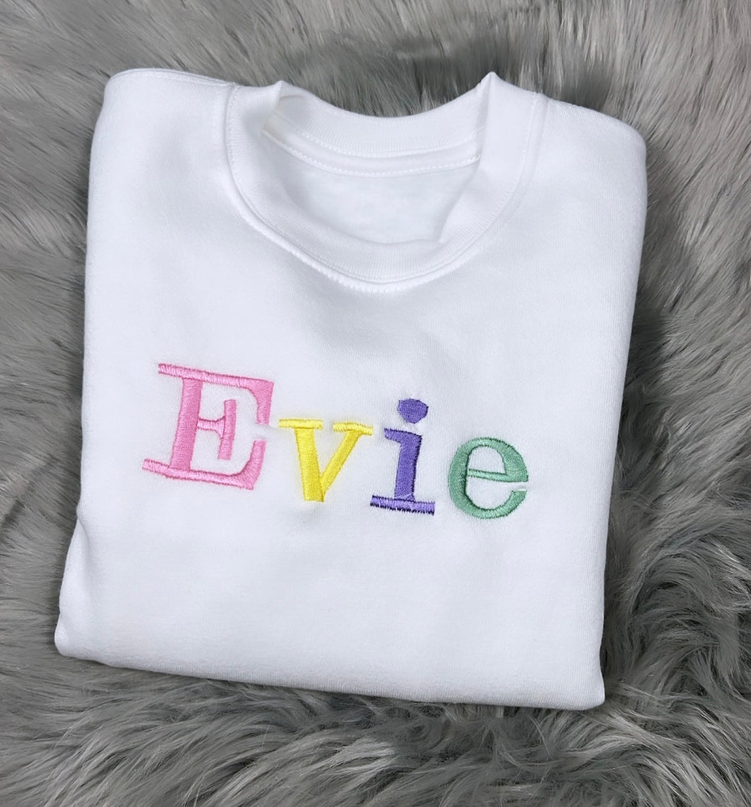 Personalised Pastel Children's Embroidered T-Shirt.