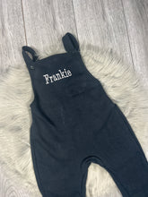 Load image into Gallery viewer, Personalised Children&#39;s Embroidered Dungarees. Black
