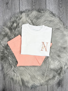 Embroidered Rose Initial T-Shirt - BabyCraftsUK