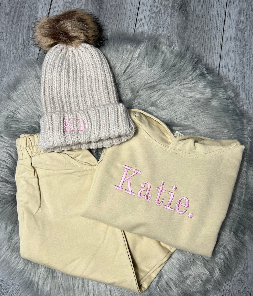 Personalised Children's Embroidered Tracksuit - Nude