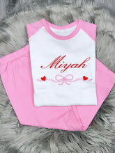 Load image into Gallery viewer, Personalised Children&#39;s Embroidered Bow Pyjama&#39;s.
