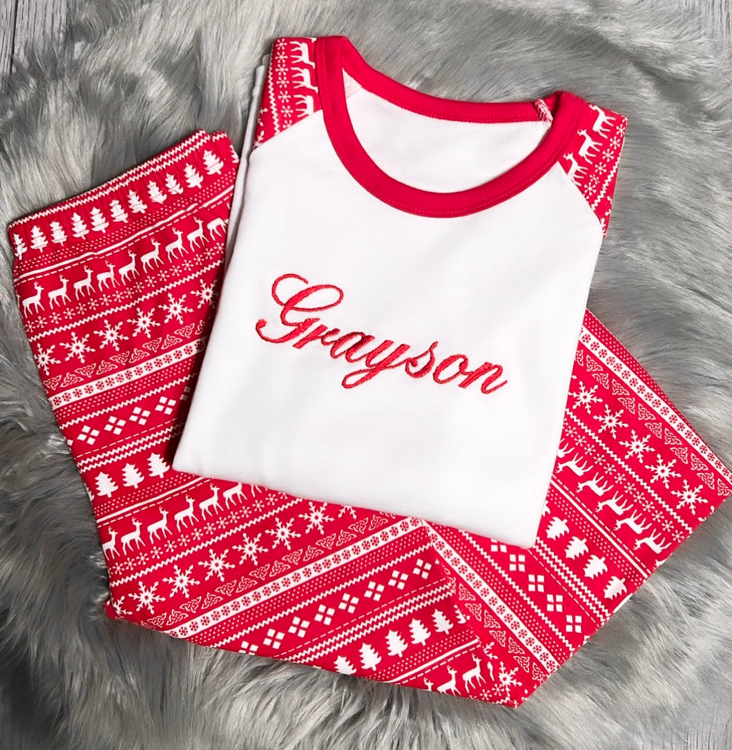 Personalised Embroidered Christmas Pyjamas - Children's