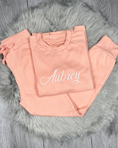 Embroidered Loungewear Set in Dusty Pink - BabyCraftsUK