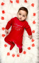 Load image into Gallery viewer, Personalised Red 1st Valentine&#39;s Babygrow
